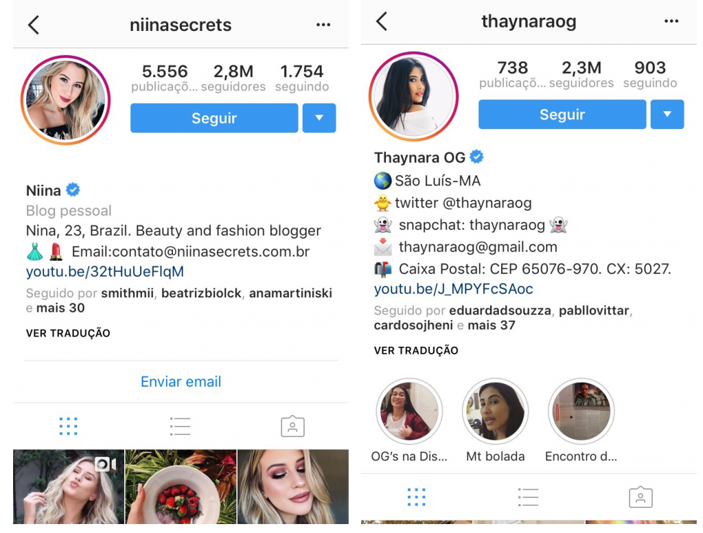 exemplos de perfis de instagram - como ganhar seguidores no instagram